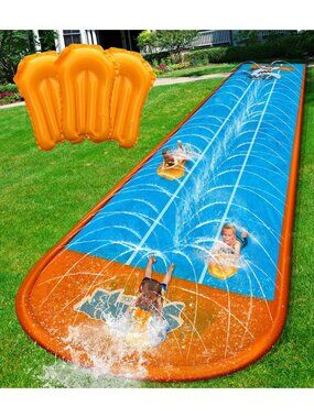 22ft Slip and Slide Water Toy for Kids, 3 Racing Lanes with Sprinkler